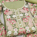 Elegant Pista Green PV Cotton Salwar Suit with Embroidery Work and Dupatta for Women