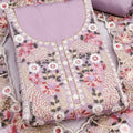 Mesmerizing Lavender PV Cotton Salwar Suit with Embroidery Work and Dupatta for Women