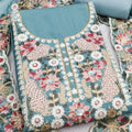 Trendy Sky Blue PV Cotton Salwar Suit with Designer Embroidery Work and Dupatta for Women