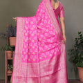 Gorgeous Pink Satin Silk Jacquard Weaving Designer Saree for Women