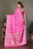 Gorgeous Pink Satin Silk Jacquard Weaving Designer Saree for Women