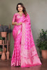 Gorgeous Pink Satin Silk Jacquard Weaving Designer Saree for Women