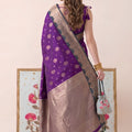 Elegant Purple Silk Woven Designer Saree with Zari Border for Women