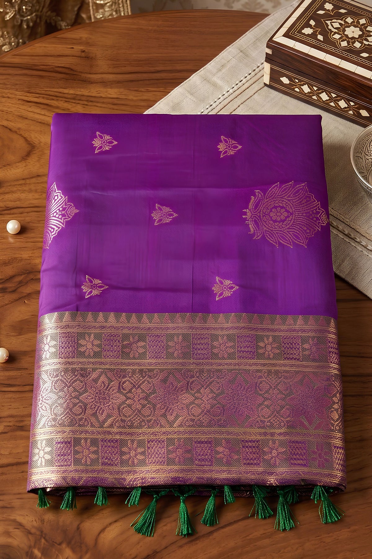 Elegant Purple Silk Woven Designer Saree with Zari Border for Women