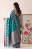 Premium Teal Blue Silk Woven Designer Saree with Zari Border for Women