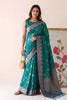 Premium Teal Blue Silk Woven Designer Saree with Zari Border for Women