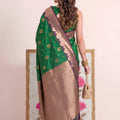 Lovely Green Silk Woven Designer Saree with Zari Border for Women