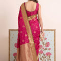 Beautiful Rani Pink Silk Woven Designer Saree with Zari Border for Women