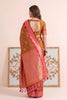 Premium Brown Silk Woven Designer Saree with Pink Zari Border for Women