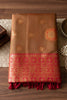 Premium Brown Silk Woven Designer Saree with Pink Zari Border for Women