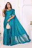 Elegant Teal Blue Satin Silk Bandhej Printed Saree with Weaving Pallu for Women