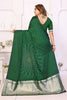 Graceful Dark Green Satin Silk Bandhej Printed Saree with Weaving Pallu for Women