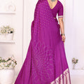 Stylish Purple Satin Silk Bandhej Printed Saree with Designer Weaving Pallu for Women