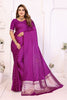Stylish Purple Satin Silk Bandhej Printed Saree with Designer Weaving Pallu for Women