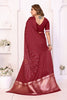 Premium Maroon Satin Silk Bandhej Printed Saree Weaving Pallu for Women