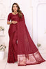 Premium Maroon Satin Silk Bandhej Printed Saree Weaving Pallu for Women