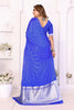 Royal Blue Satin Silk Bandhej Printed Saree with Designer Weaving Pallu for Women