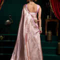 Beautiful Mauve Pink Satin Silk Zari Woven Designer Saree for Women