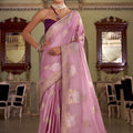 Wonderful Mauve Satin Silk Woven Jacquard Designer Saree for Women