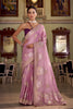 Wonderful Mauve Satin Silk Woven Jacquard Designer Saree for Women