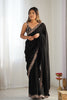 Elegant Black Vichitra Silk Sequin Embroidery Work Designer Saree for Women