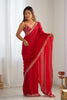 Luxury Red Vichitra Silk Sequin Embroidery Work Designer Saree for Women