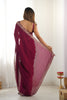 Elegant Wine Vichitra Silk Sequin Embroidery Work Designer Saree for Women