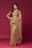 Stylish Beige Net Sequin Embroidery Work Designer Saree for Women