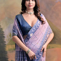 Stylish Lavender Muga Cotton Jamdani Weaving Designer Saree for Women