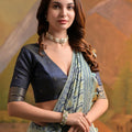 Graceful Sea Green Muga Cotton Jamdani Weaving Designer Saree for Women