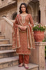 Terracotta Rust Brown Shimmer Cotton Linen Printed Salwar Suit with Embroidery Work and Dupatta for Women