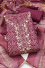 Beautiful Rani Pink Shimmer Cotton Linen Printed Salwar Suit with Embroidery Work Dupatta for Women