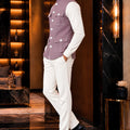 Stylish Mauve Lachka Silk Designer Nehru Jacket for Men with Chawal-Taka Work