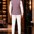 Stylish Mauve Lachka Silk Designer Nehru Jacket for Men with Chawal-Taka Work