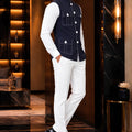 Classic Navy Blue Lachka Silk Designer Nehru Jacket for Men with Chawal-Taka Work