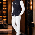 Classic Navy Blue Lachka Silk Designer Nehru Jacket for Men with Chawal-Taka Work