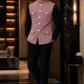 Elegant Mauve Pink Lachka Silk Designer Nehru Jacket for Men with Chawal-Taka Work
