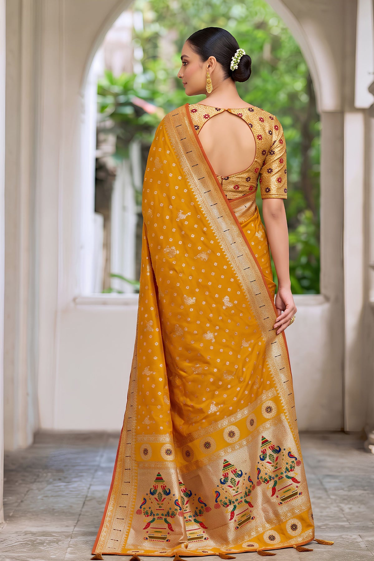 Radiant Mustard Yellow Silk Woven Designer Saree for Women