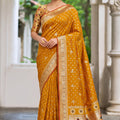 Radiant Mustard Yellow Silk Woven Designer Saree for Women
