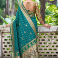 Elegant Teal Green Silk Woven Designer Saree for Women