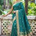 Elegant Teal Green Silk Woven Designer Saree for Women