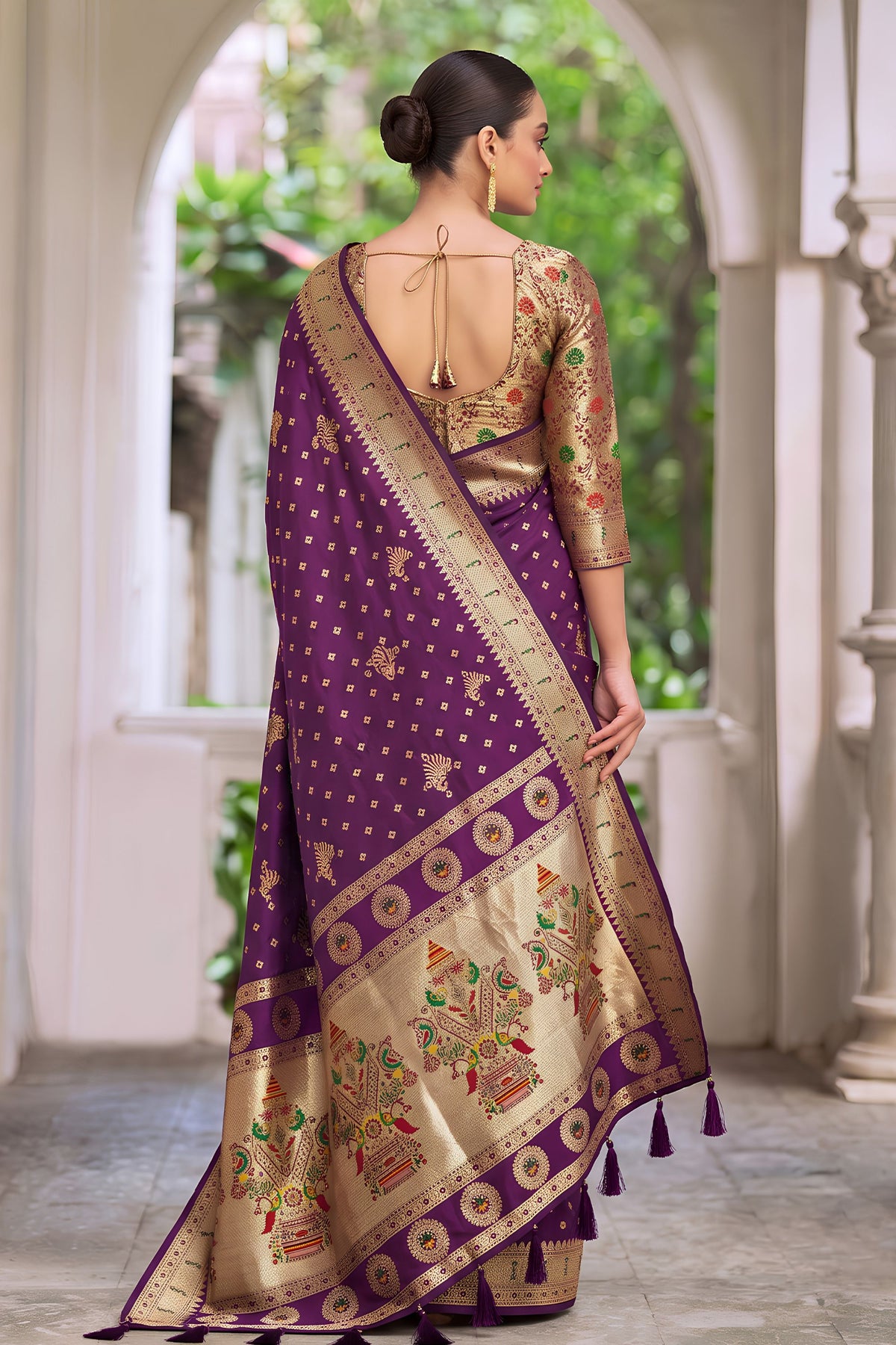 Regal Deep Purple Silk Woven Designer Saree for Women