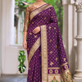 Regal Deep Purple Silk Woven Designer Saree for Women
