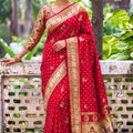 Striking Red Silk Woven Designer Saree for Women