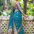 Captivating Teal Blue Silk Woven Designer Saree for Women