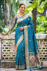 Captivating Teal Blue Silk Woven Designer Saree for Women