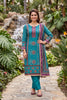 Charming Teal Blue Cotton Silk Designer Salwar Suit with Printed Design and Hand Work for Women