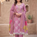 Graceful Mauve Pink Cotton Silk Designer Salwar Suit Printed Dupatta for Women