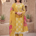 Vibrant Mustard Yellow Cotton Silk Salwar Suit and Printed Dupatta for Women