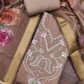 Elegant Brown Cotton Silk Salwar Suit and Printed Dupatta for Women